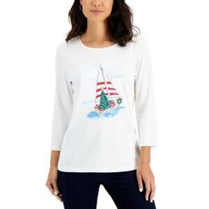Karen Scott Christmas Sailboat Top - XL